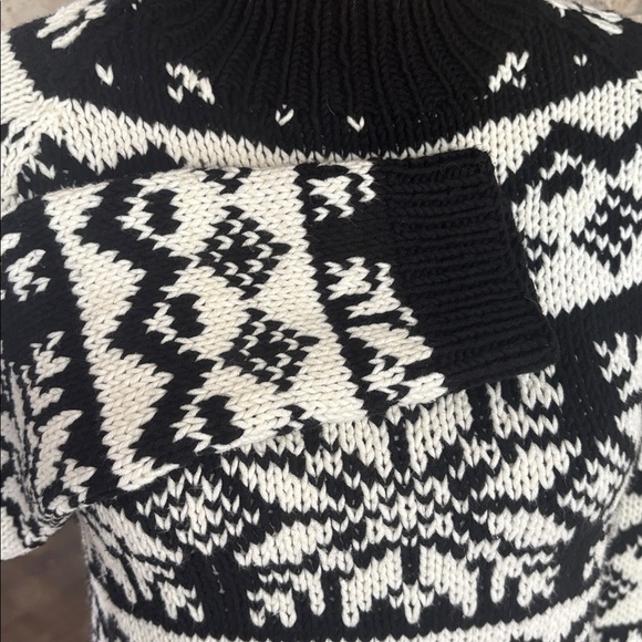 Ann Taylor black and white fair isle mock neck long sleeve sweater - Picture 5 of 15